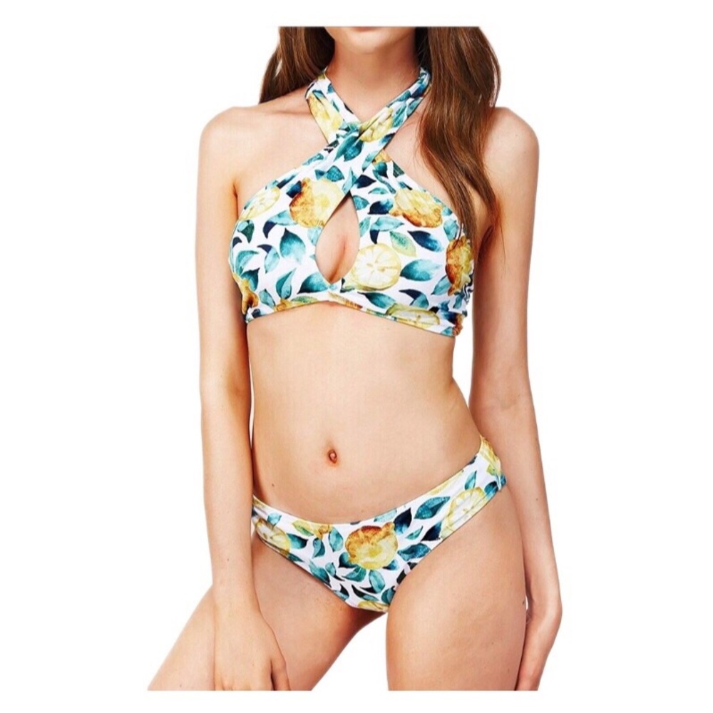 NWT Lemon Print “Seaselfie” Two Piece Swimsuit